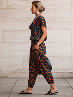 Casual & Cozy Polka-dot Cowl-neck Top And Pants Two-piece Set