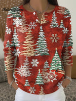 Women's Retro Christmas Tree Casual Printed Sweater