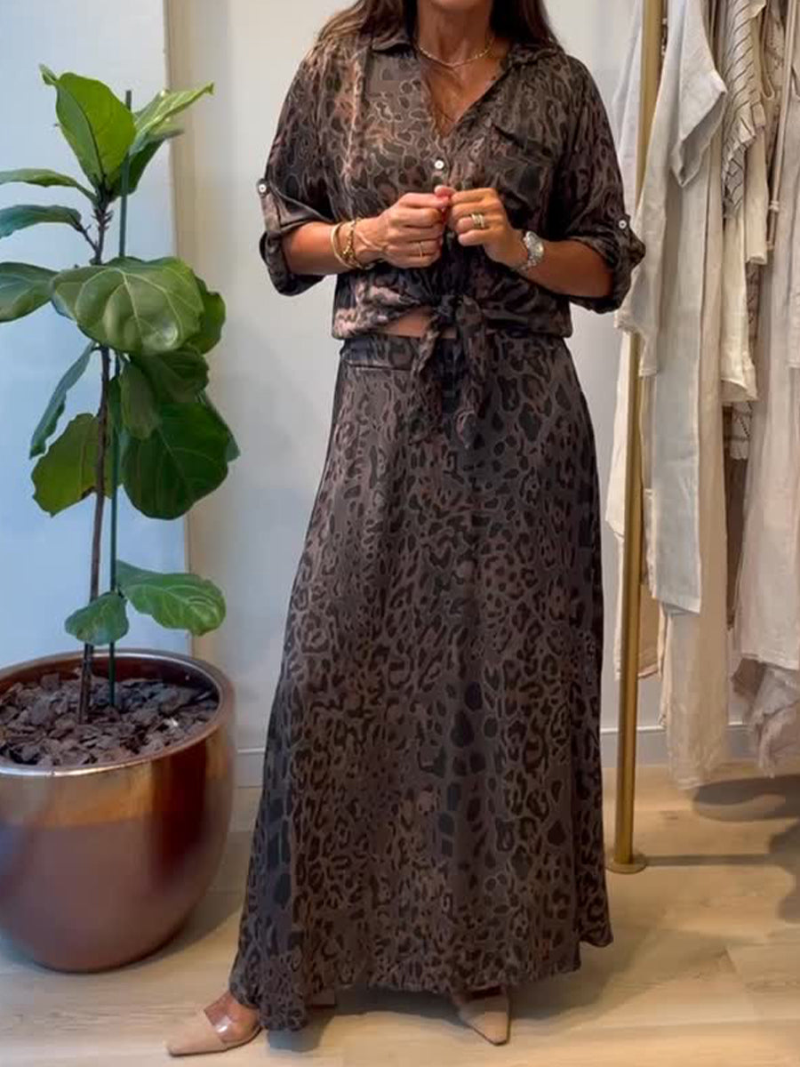 Casual Leopard Print Linen And Cotton Shirt