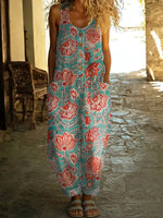 Women's Geometric Print Casual Cotton Vest Jumpsuit