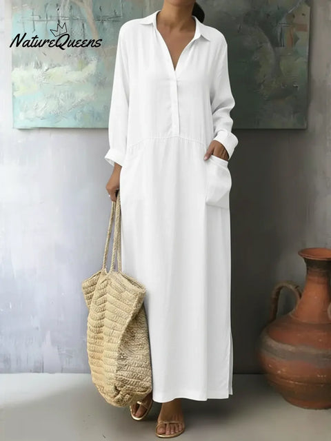 Women's Loose-fitting Casual Linen And Cotton Dress