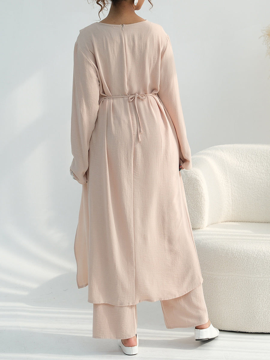 Casual Long Top And Pants Two-piece Set