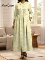 Women's Cute Flower Art Cotton And Linen Dress