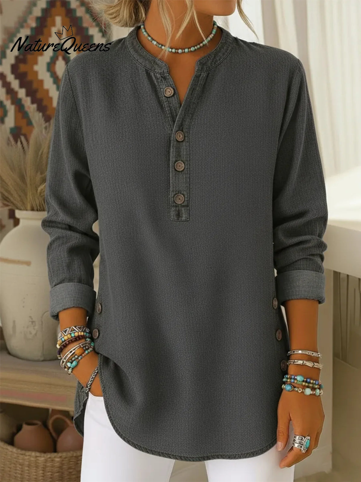 Casual Cozy Button-up Denim Cotton Shirt Top