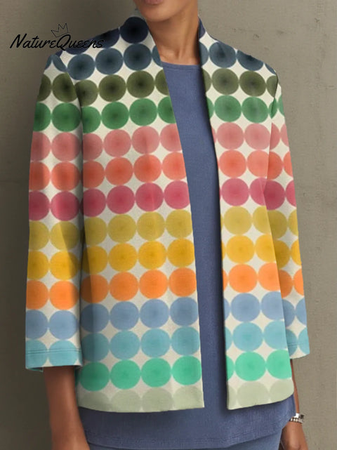 Women's Geometric Abstract Mosaic Color Pattern Art Print Casual Cotton Shirt