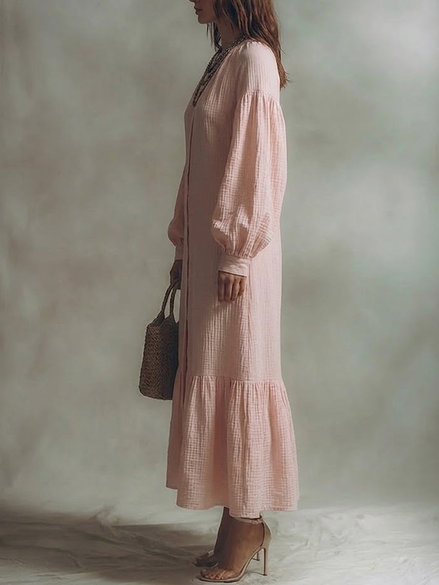 Women's Puff Sleeve Long Dress