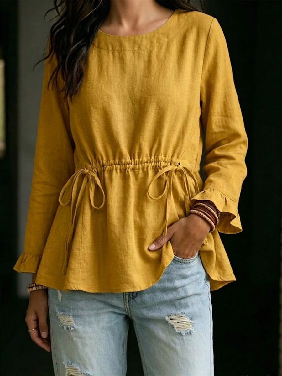 Women's Minimalist Lace-up Ruffled Shirt