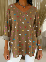 Women's Heart Casual Washed Denim Cotton Top