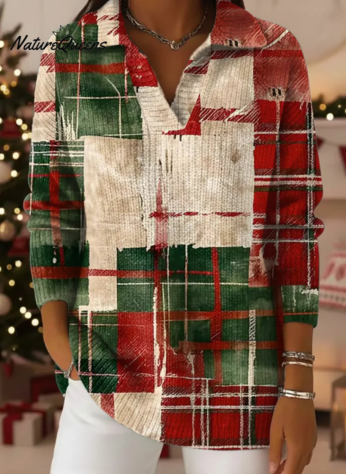 Women's VintageGeometry Art Print Casual Sweater