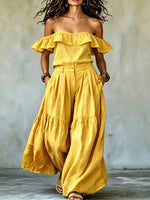 Women's Solid-color Off-the-shoulder Long-sleeve Casual Dress