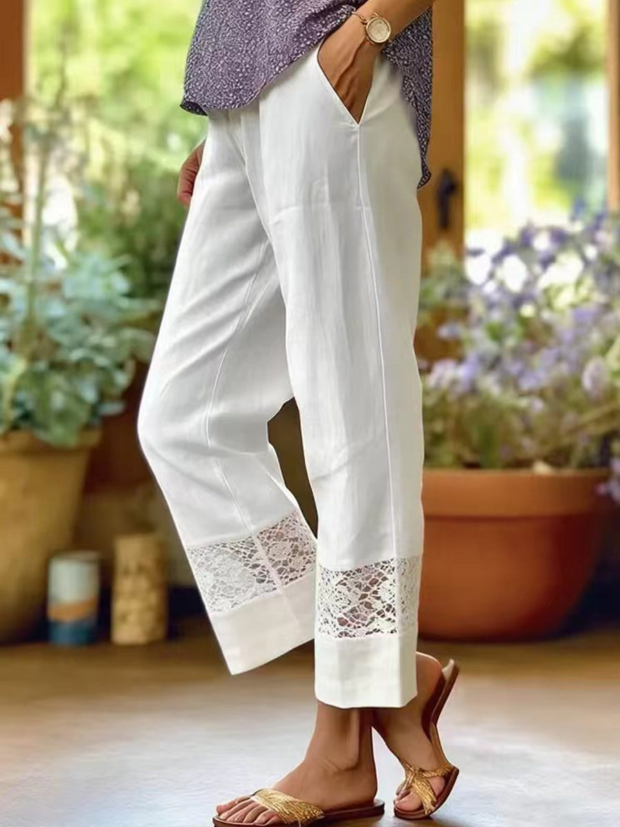 Women's Lace-paneled Cropped Pants