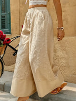 Women's Casual Lace Embroidered Cotton Wide-leg Pants
