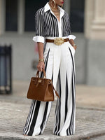 Elegant Artistic Striped Print Shirt