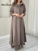 Women's Long-sleeved Dress And Sleeveless Dress Two-piece Set