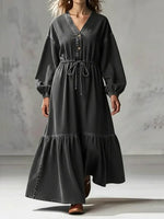 Women's Casual V-neck Denim Cotton Dress
