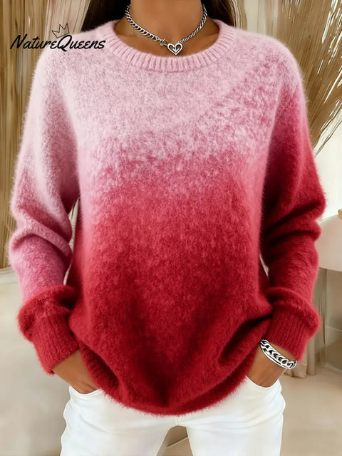 Women's Cozy  Gradient Crew Neck Sweater
