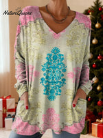 Women's Floral Pattern Art Print Casual Cotton T-shirt