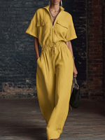 Drawstring Waist Jumpsuit - Comfortable For Everyday Wear