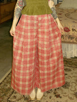 Adjustable Waist Checkered Linen And Cotton Pants