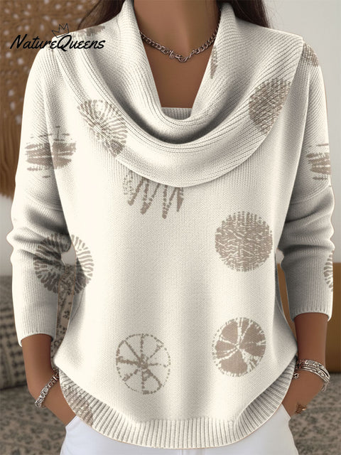 Uyghurs Also Have Geometric Circular Decorative Patterns. Women's Casual Swing Collar Long Sleeve Sweater