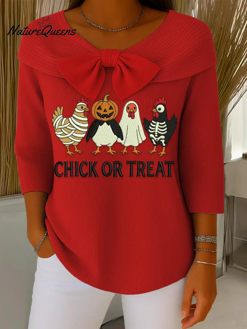 Halloween Fun Chick Art Print Buttoned Cardigan Sweater