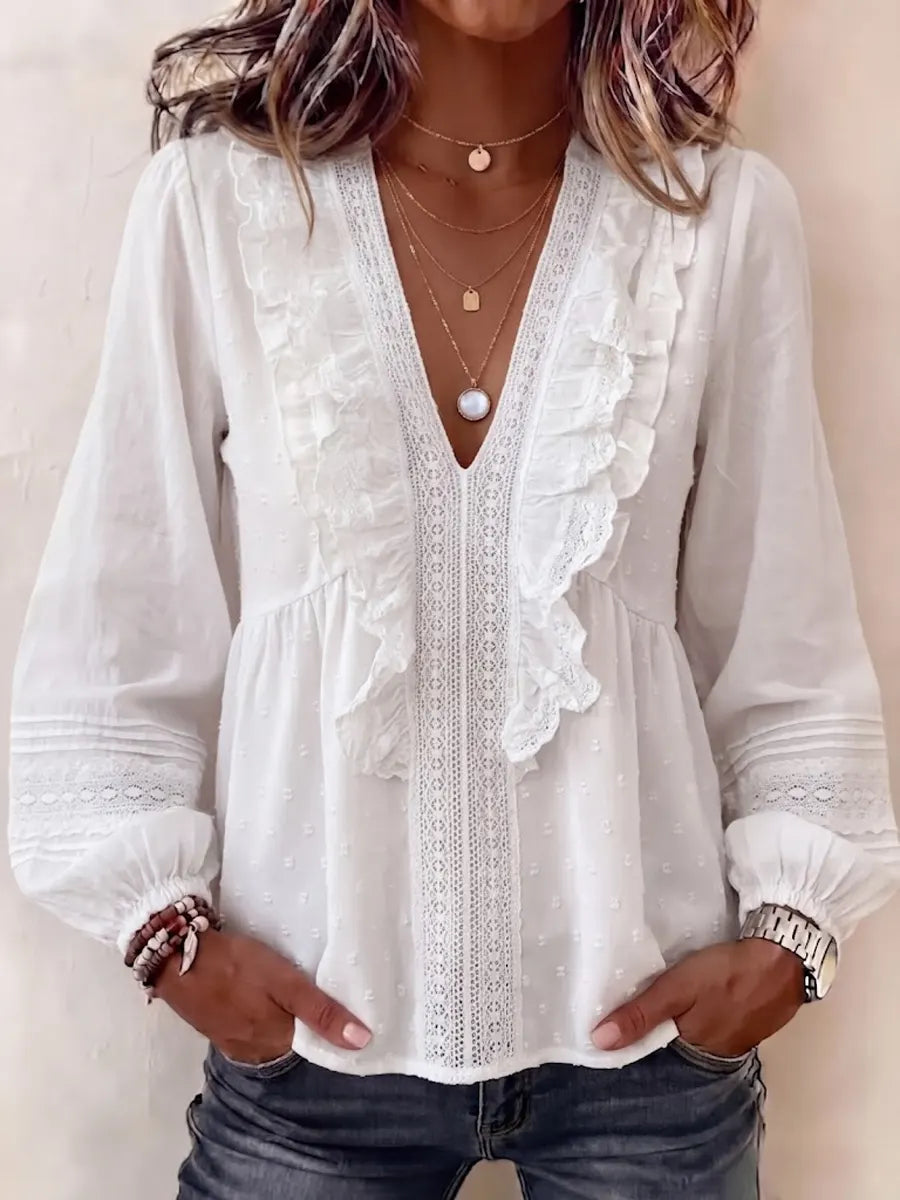 French-style Gentle V-neck Long-sleeve Top