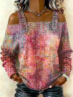 Women‘s Vintage Pattern Art Print Casual Cotton Denim Shirt