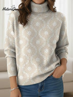 Women's Simple Patterns Print Turtleneck Sweater