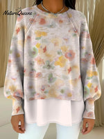 Women's Floral Pattern Art Print Casual Knitted Sweater