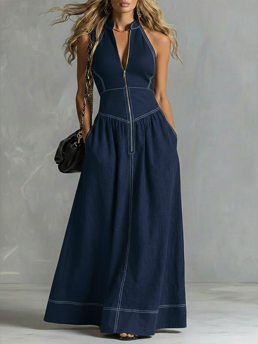 Fashionable Sleeveless Cotton Maxi Dress