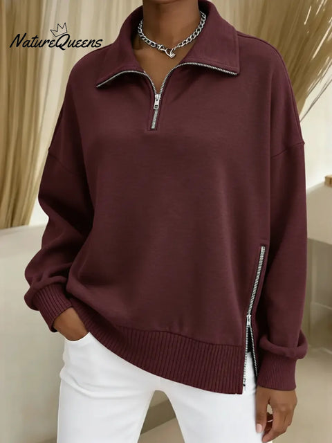 Casual Half-zip Cotton Sweatshirt