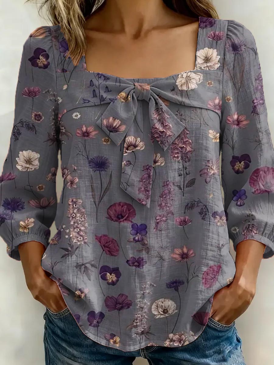 Women's Floral Art Print Casual Stylish Cotton Shirt
