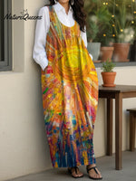 Women's Retro Art Sun Casual Loose Denim Vest Dress