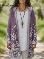 Cherry Blossom Secret Garden Hooded Knitted Cardigan