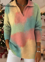 Women's Art Pattern Print Casual Cotton Sweater