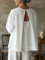 Elegant Backless Design 100% Cotton Shirt Top