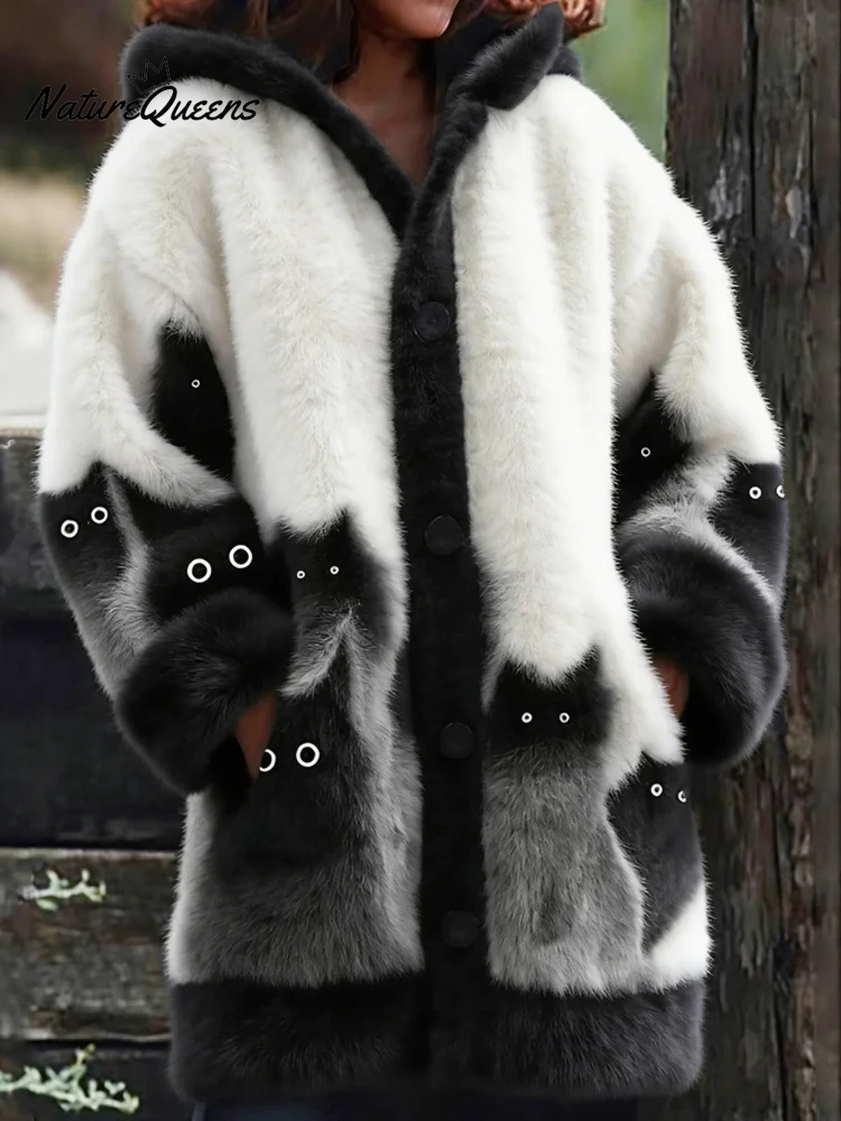 Women's Funny Cats Pattern Art Print Casual Fleece Coat