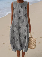 Women's Geometric Pattern Art Print Casual Cotton Dress