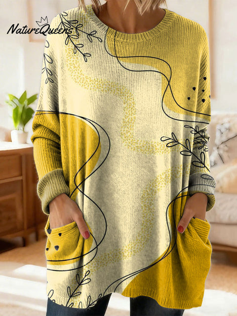 Women's Lovely Floral Flowers Pattern Art Print Casual Cotton Knitted Sweater