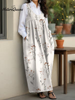 Women's Vintage Artistic Flowers Casual Loose Denim Vest Dress