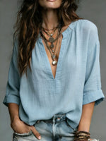 Women's Comfortable Simple Half-sleeve Cotton Shirt