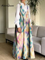 Women's Retro Colorful Pattern Art Print Casual Cotton Denim Dress