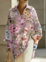 Women's Floral Art Print Casual Knit Sweater