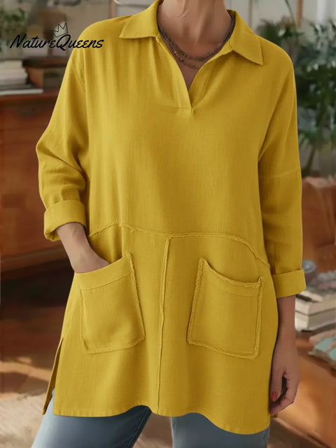 Women's Loose-fitting Casual Linen-cotton Top