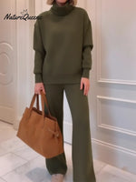 Casual Cozy Travel Outing Two-piece Set (top And Pants)