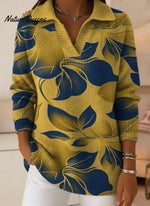 Elegant Floral Decorative Patterns Women's Casual Shirt Collar Long Sleeve Sweater