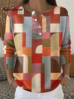 Women's Colorful Retro Geometric Casual Printed Sweater