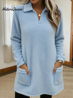 Cozy Polo-neck Coral Fleece Sweatshirt