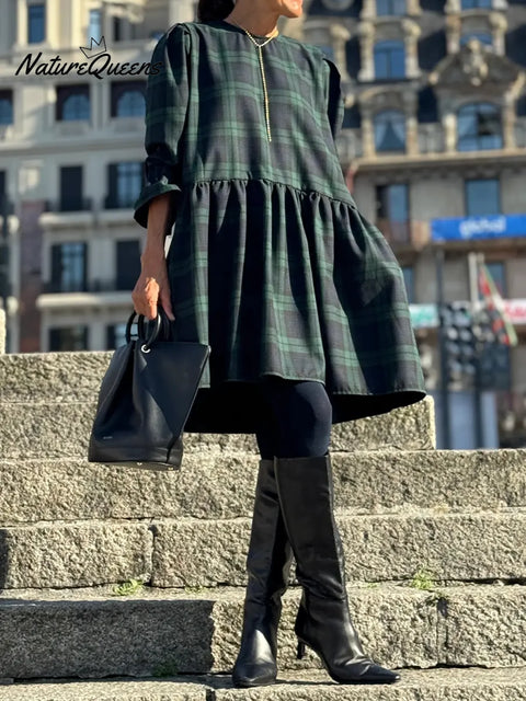 Women's Plaid Cotton Dress
