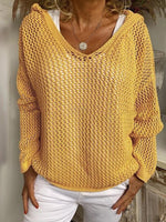 Women's Casual Hooded Open-knit Sweater